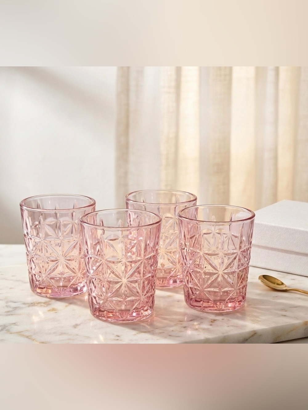 Circleware Regency Radiance Pearl 1.6oz Clear Luster Shot Glass S/4 Pink NWT